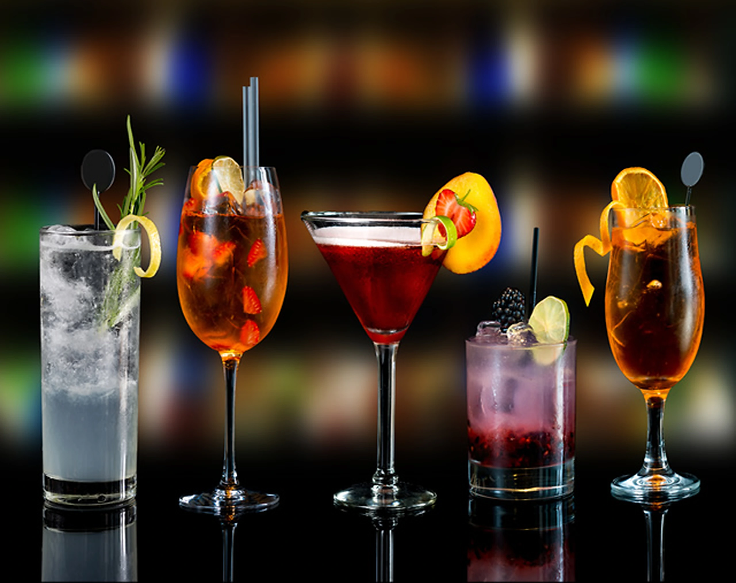 Colourful cocktails at the Il Mulino bar